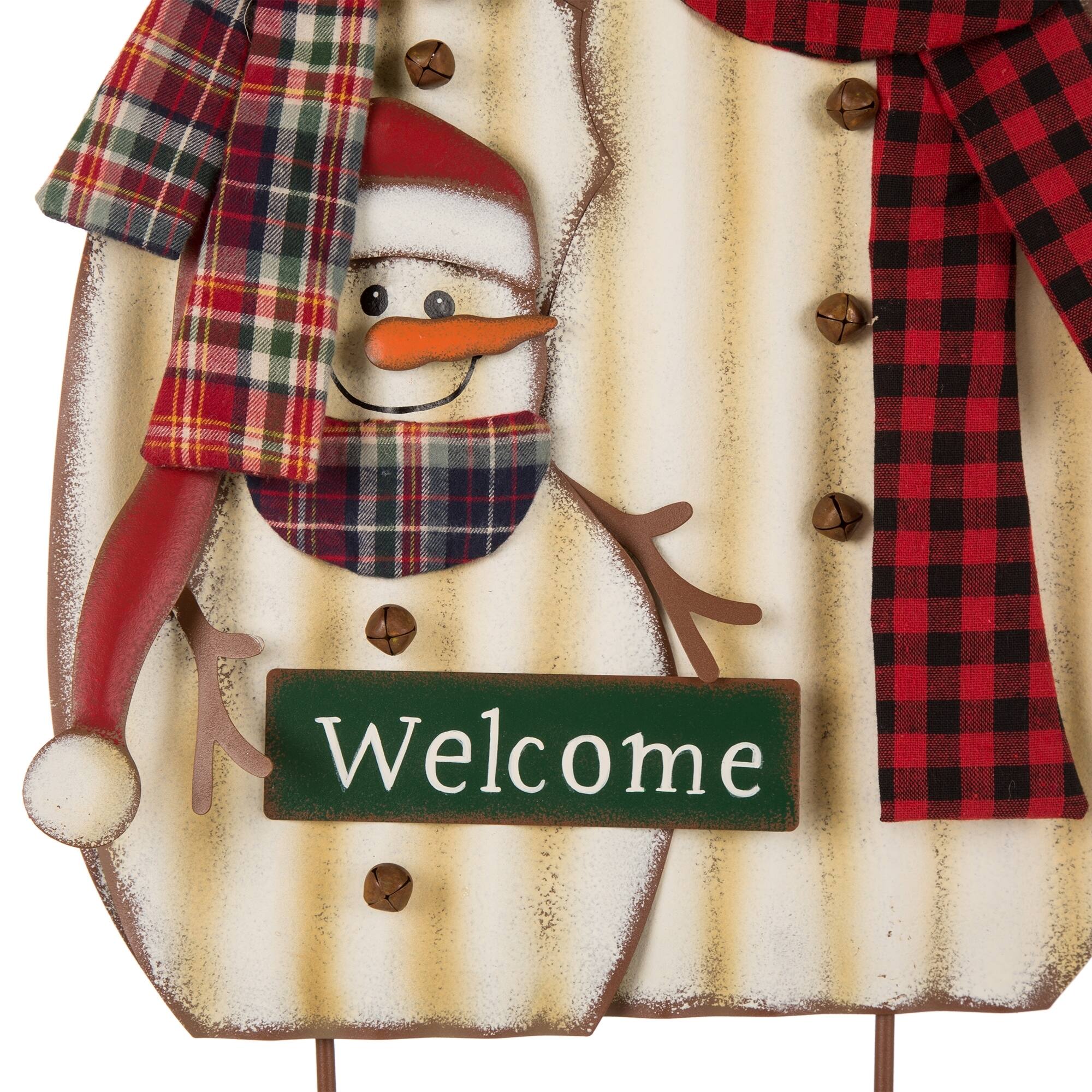 Glitzhome® 30" Metal Christmas Snowman Family Yard Stake